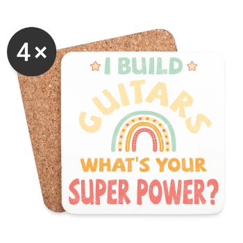 I build Guitars what’s your super power? - Untersetzer (4er-Set) - Weiß - Vorne