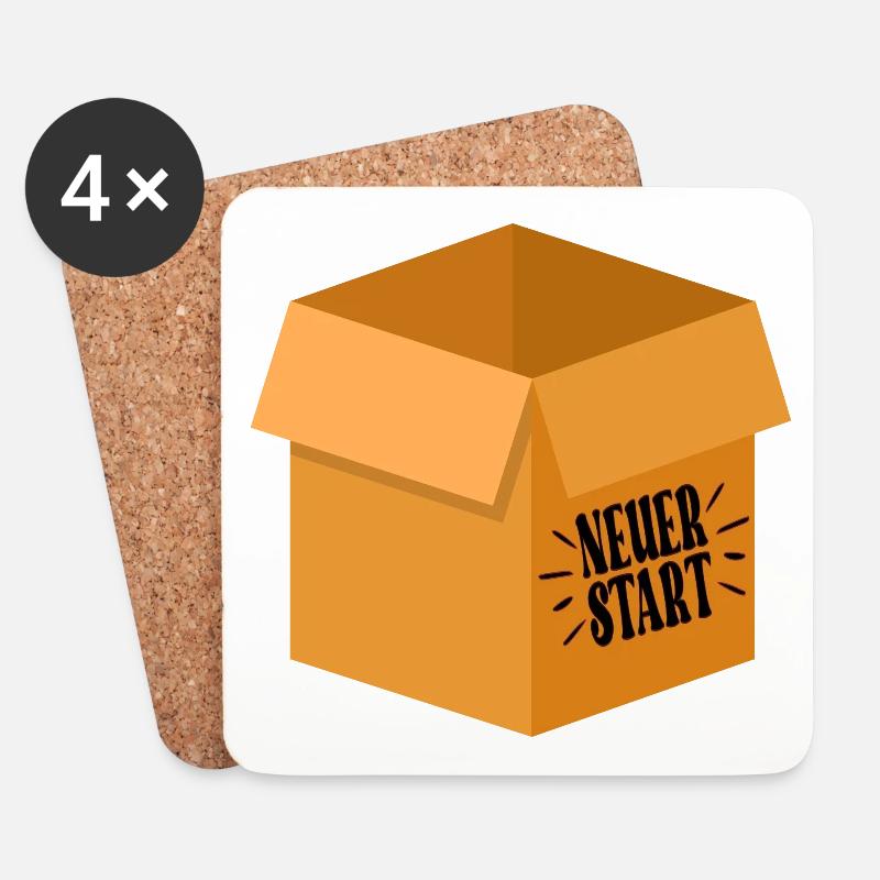 NEUER START - ABSCHIEDSGESCHENKE KARTON - Untersetzer (4er-Set) - Weiß
