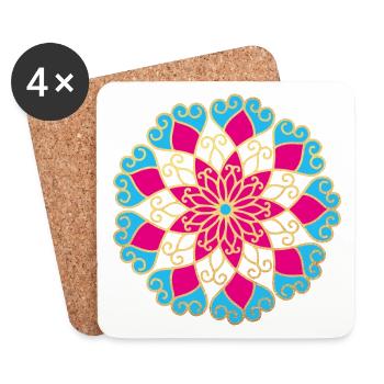 Yoga Mandala Gold Meditation India Ornament Om - Coasters (set of 4) - white - Front