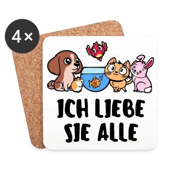 Aquarium Fisch Hund Katze Hase Haustiere Tiere - Untersetzer (4er-Set) - Weiß - Vorne