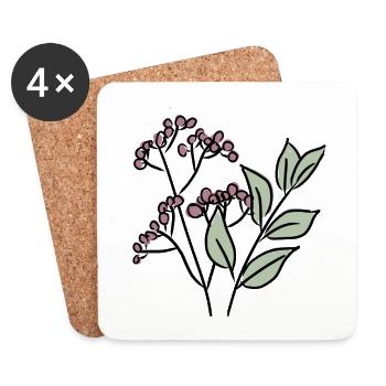 Leaves and berries - Coasters (set of 4) - white - Front