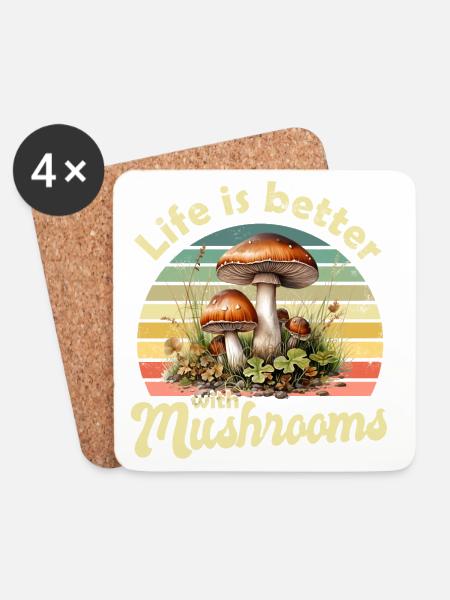 Pilz Pilze - Untersetzer (4er-Set) - Weiß