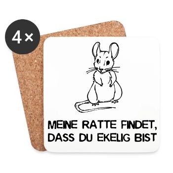 Ratte Statement Haustiere Heimtier Tiere - Untersetzer (4er-Set) - Weiß - Vorne