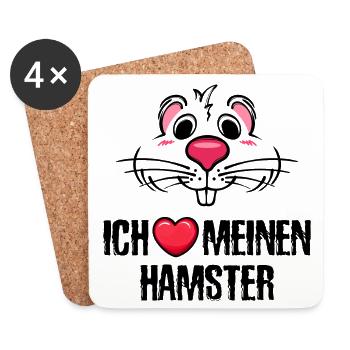 Lieblingstier Hamster Statement Haustiere Herz - Untersetzer (4er-Set) - Weiß - Vorne