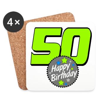 50e anniversaire , 50 ans , 50 joyeux anniversaire (25) - Dessous de verre (lot de 4) - blanc - Devant