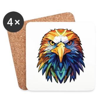 Adler Buntes Aquarell Tier Haustier Illustration - Untersetzer (4er-Set) - Weiß - Vorne