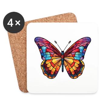 Schmetterling Bunte Aquarell-Tierillustration - Untersetzer (4er-Set) - Weiß - Vorne