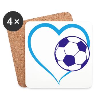 Fussball Herz Liebe | Farben änderbar - Untersetzer (4er-Set) - Weiß - Vorne
