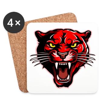 Panther Head Red - Coasters (set of 4) - white - Front
