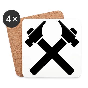 Outils Marteau Charpentier Icône de symbole Logo Graphique - Dessous de verre (lot de 4) - blanc - Devant