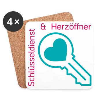 Schlüsseldienst und Herzöffner - Untersetzer (4er-Set) - Weiß - Vorne