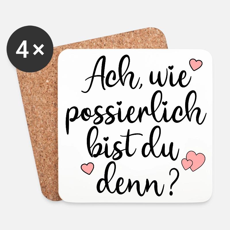 POSSIERLICH - KOMPLIMENTE VERTEILEN SPRÜCHE - Untersetzer (4er-Set) - Weiß