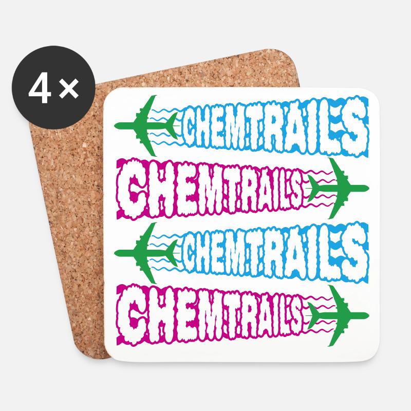 Chemtrails Chem Trails | Farben änderbar - Untersetzer (4er-Set) - Weiß