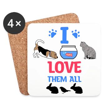 Haustiere Statement Hund Katze Ratte Hase Aquarium - Untersetzer (4er-Set) - Weiß - Vorne