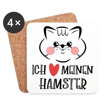 Hamster Herz Statement Lieblingstier Haustiere - Untersetzer (4er-Set) - Weiß - Vorne