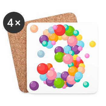 trois ans, j'ai 3 ans, anniversaire 3 ans, 3 ans - Dessous de verre (lot de 4) - blanc - Devant