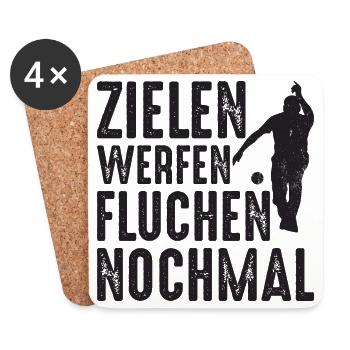 Zielen Werfen Fluchen Nochmal Spruch Bouler - Untersetzer (4er-Set) - Weiß - Vorne