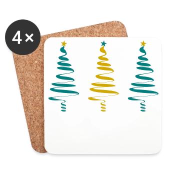 NOËL. JOYEUX NOËL. MERRY CHRISTMAS. NOUVEL AN - Dessous de verre (lot de 4) - blanc - Devant