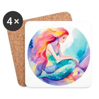 La Petite Sirène par Cora.Art - Dessous de verre (lot de 4) - blanc - Devant