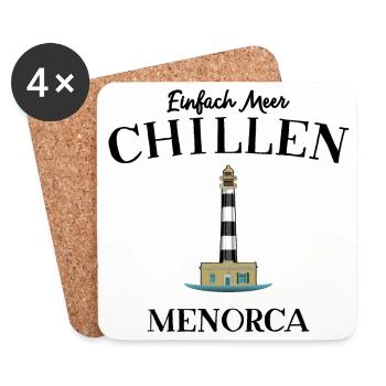 Menorca, Meer Chillen, Leuchtturm Cap d‘Artrutx - Untersetzer (4er-Set) - Weiß - Vorne