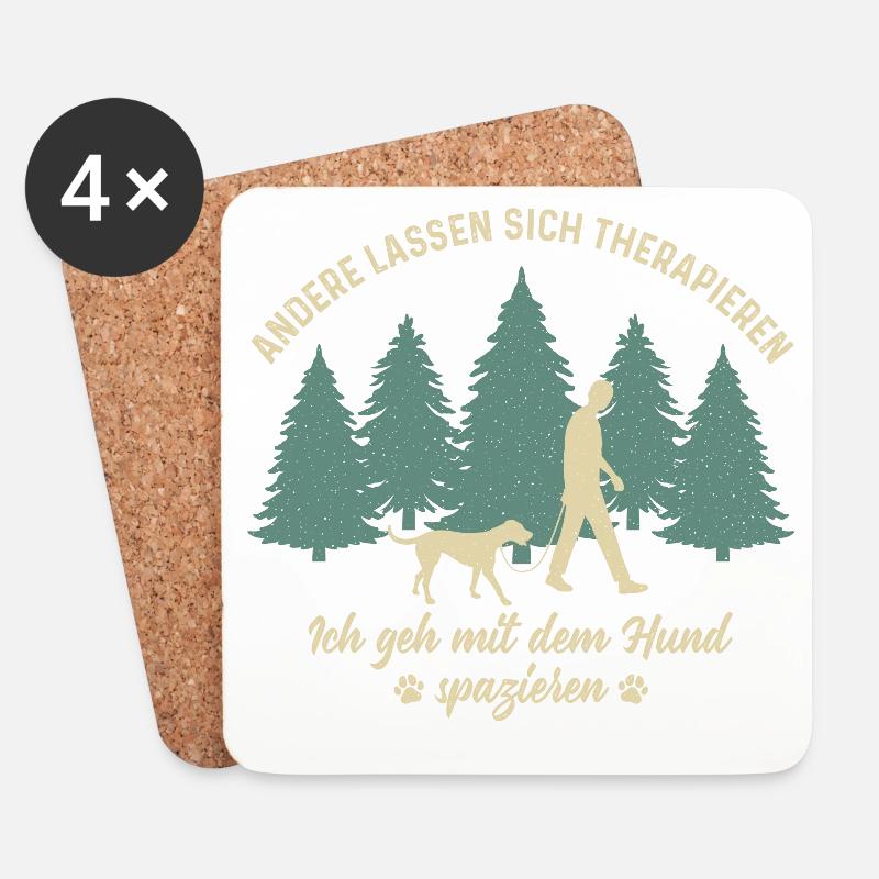 Herrchen Hund Gassi gehen Therapie Hundebesitzer - Untersetzer (4er-Set) - Weiß