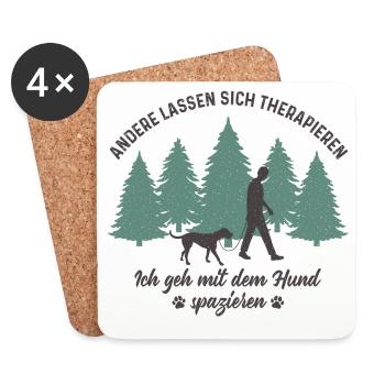 Mann mit Hund Gassi gehen Therapie Hundebesitzer - Untersetzer (4er-Set) - Weiß - Vorne
