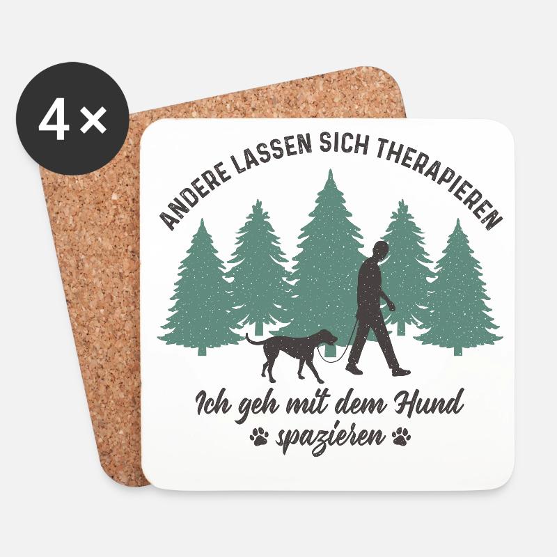 Mann mit Hund Gassi gehen Therapie Hundebesitzer - Untersetzer (4er-Set) - Weiß