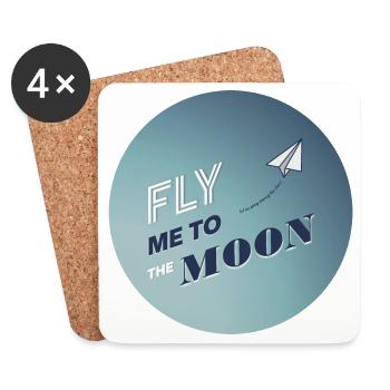 FLY ME TO THE MOON - Untersetzer (4er-Set) - Weiß - Vorne