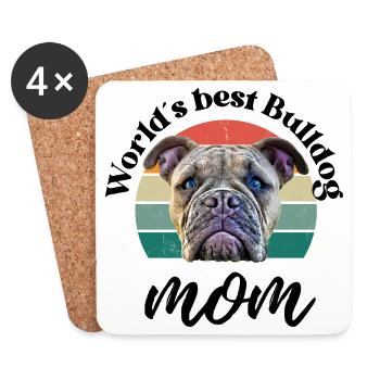WORLD ́S BEST BULLDOG MOM ... Dog Dogs Bulldog - Coasters (set of 4) - white - Front