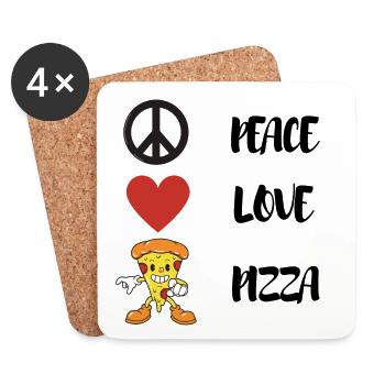 Frieden, Liebe, Pizza, süß, Pizzaliebhaber! - Untersetzer (4er-Set) - Weiß - Vorne