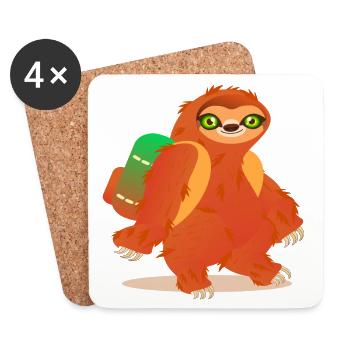 Sloth Hiking Backpack - Coasters (set of 4) - white - Front