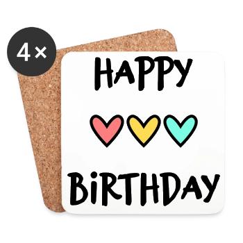 HAPPY BIRTHDAY. HAPPY BIRTHDAY. ANNIVERSARY. - Coasters (set of 4) - white - Front