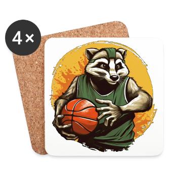 Basketball Dachs - Untersetzer (4er-Set) - Weiß - Vorne