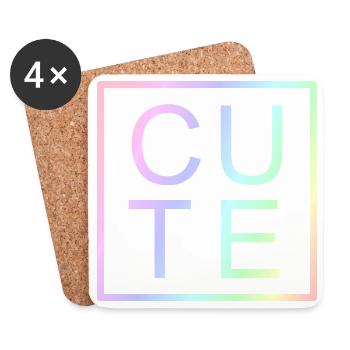 CUTE Pastell-Farbverlaufsbuchstaben - Untersetzer (4er-Set) - Weiß - Vorne