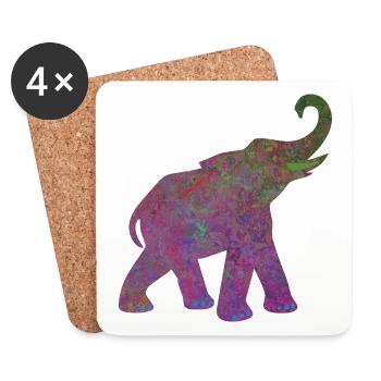 Yoga Yogi Elefant Indien Tierschutz Energie Power - Untersetzer (4er-Set) - Weiß - Vorne