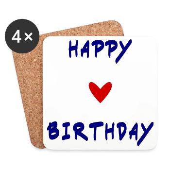 HAPPY BIRTHDAY. HAPPY BIRTHDAY. ANNIVERSARY. - Coasters (set of 4) - white - Front