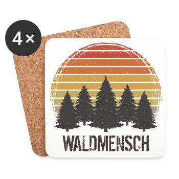Wald Mensch Bäume Baum Waldliebhaber Waldmensch - Untersetzer (4er-Set) - Weiß - Vorne
