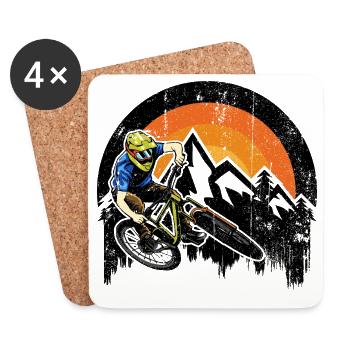 Sunset MTB Rider Burst - Untersetzer (4er-Set) - Weiß - Vorne