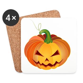 orange halloween pumpkin face - Coasters (set of 4) - white - Front