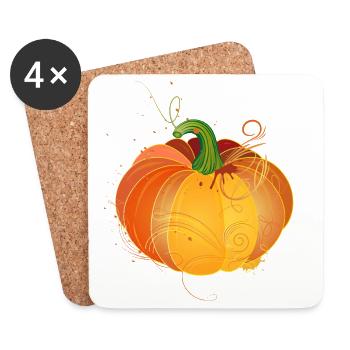 orange pumpkin in autumnal colors - Coasters (set of 4) - white - Front