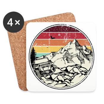 Jeep tout-terrain Rainbow Sunset Mountain - Dessous de verre (lot de 4) - blanc - Devant