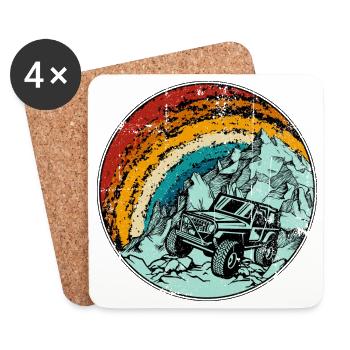 Sentier de jeep sous les sommets arc-en-ciel - Dessous de verre (lot de 4) - blanc - Devant