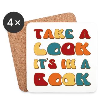 Schau rein es ist in einem Buch Retro Design - Untersetzer (4er-Set) - Weiß - Vorne