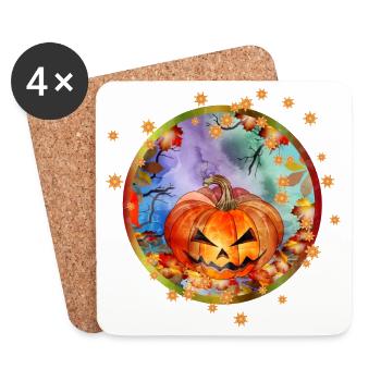 Halloween Kürbis im Herbst Ambiente mit Sterne - Untersetzer (4er-Set) - Weiß - Vorne