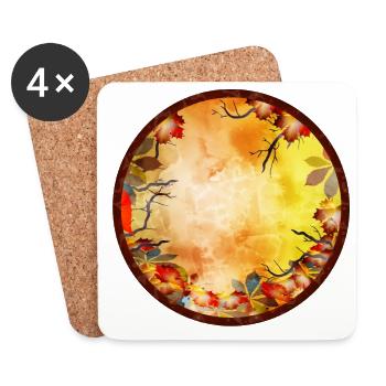 leuchtend bunter Herbst Rahmen mit Herbst Laub - Untersetzer (4er-Set) - Weiß - Vorne