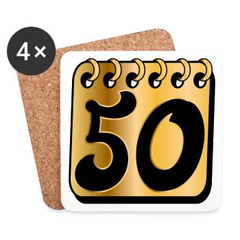50 Jahre alt - FÜNFZIGSTER - 50. GEBURTSTAG - Untersetzer (4er-Set) - Weiß - Vorne