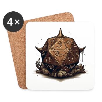Barbaren W20 Mit Hörnern Fantasy RPG Shirt - Untersetzer (4er-Set) - Weiß - Vorne