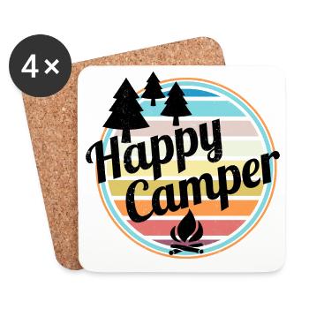Happy Camper Retro Camping Design - Coasters (set of 4) - white - Front