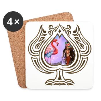 Little Mermaid and Flemish coming out of a book. - Coasters (set of 4) - white - Front