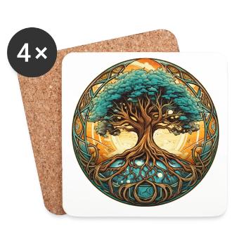 Magnificent Tree of Life Colors Nature Shirt - Coasters (set of 4) - white - Front
